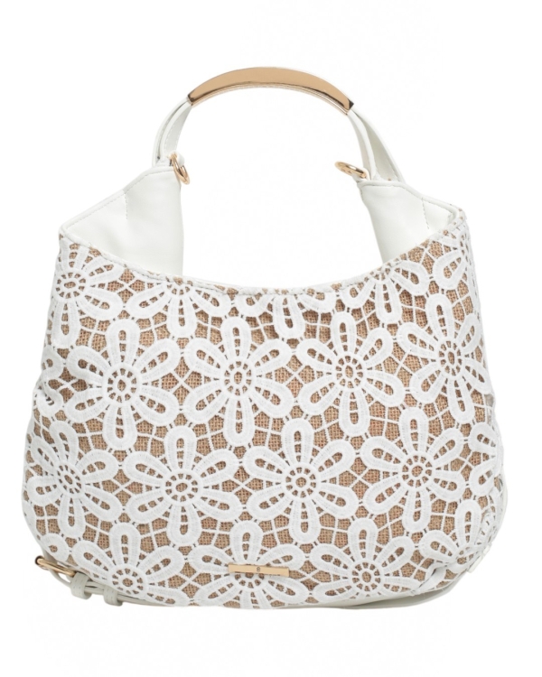Дамска дантелена чанта в бял цвят- BagtoBag 11951
