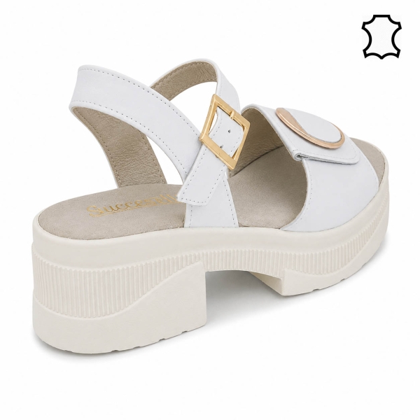 Бели сандали на ток и платформа- Frea Beige 12066