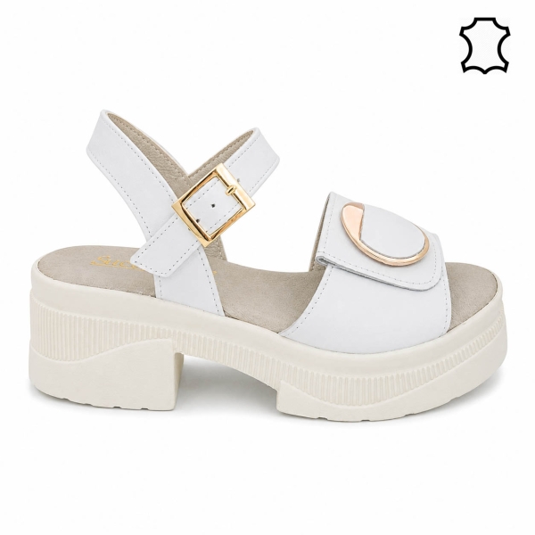 Бели сандали на ток и платформа- Frea Beige 12066