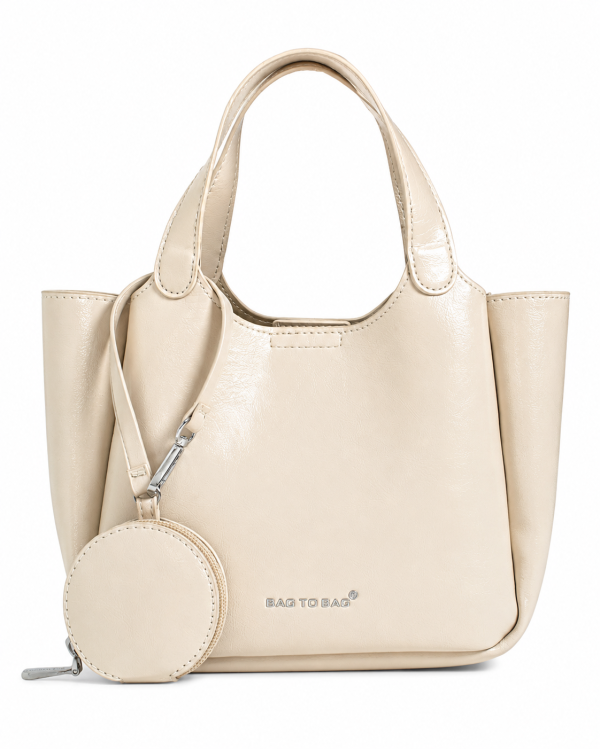 Бежова дамска чанта с несесер- Vella Beige 12090