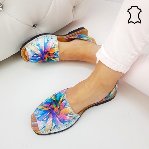 Цветни сандали от естествена кожа- Catrina Multicolor 12114