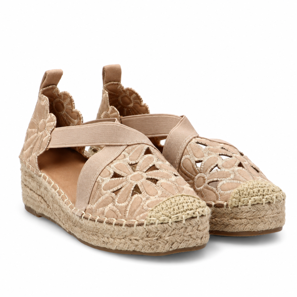 Бежови еспадрили на платформа- Klara Beige 12131