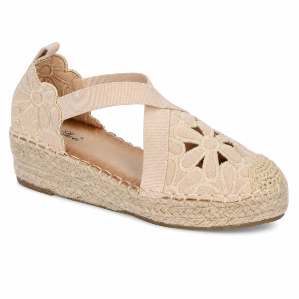 Бежови еспадрили на платформа- Klara Beige 12131