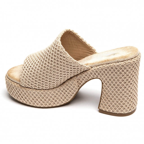 Дамски чехли на висок ток и платформа- Santra Beige 3887