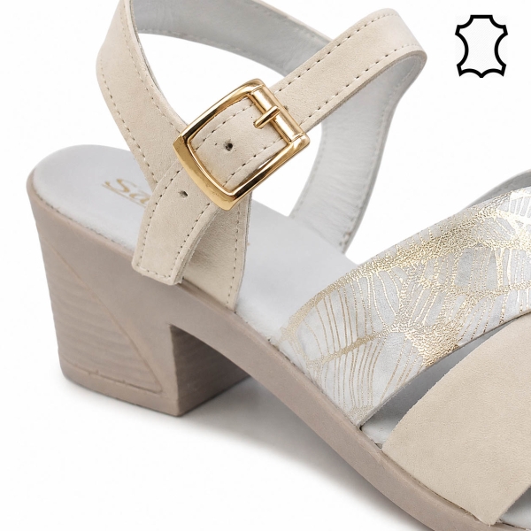 Бежови сандали от естествена кожа- Samanta Beige 12145