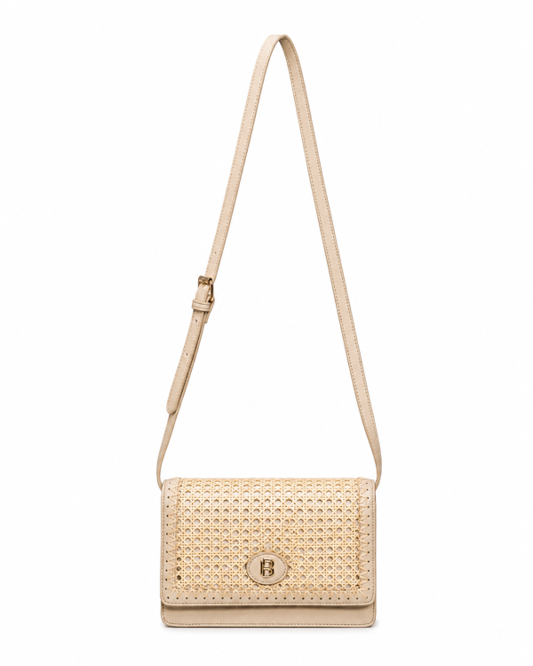 Малка тъмно бежова чанта с ракита - Kala Beige 12188