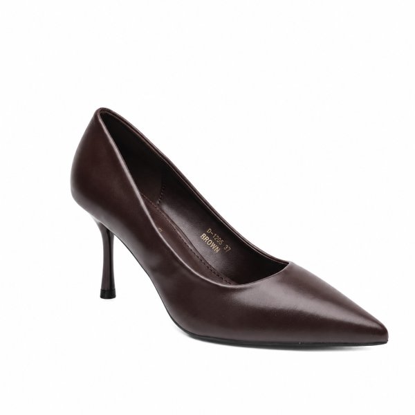 Тъмно кафяви обувки на висок ток- Dara Dark Brown 12194