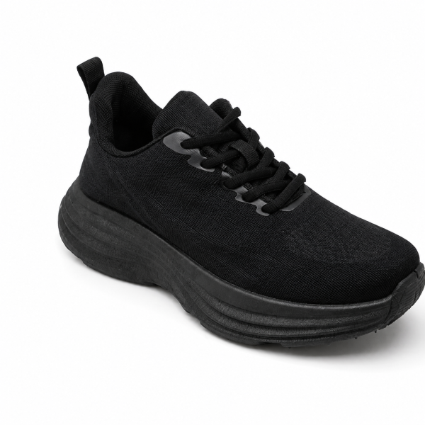 Черни дамски маратонки с олекотена платформа- Area Black 12197