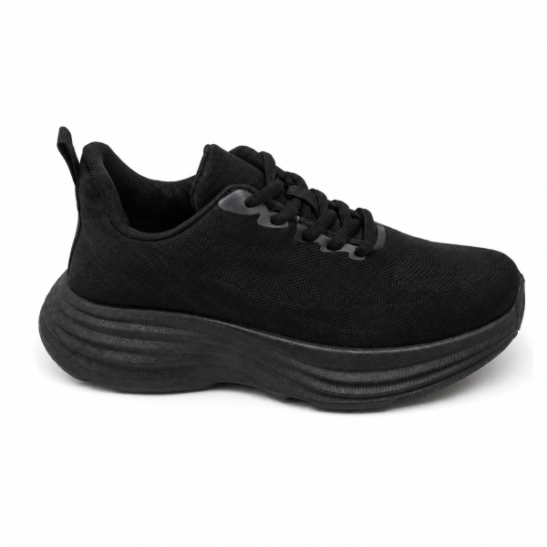 Черни дамски маратонки с олекотена платформа- Area Black 12197