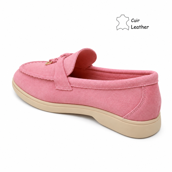 Розови мокасини от естествен велур- Klear Pink 12204
