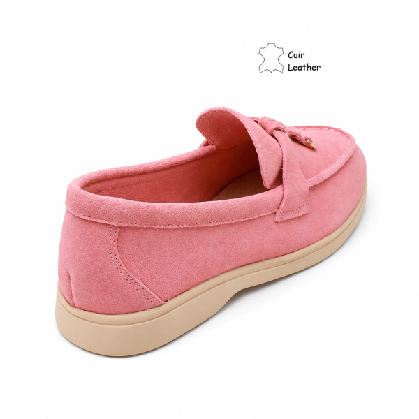 Розови мокасини от естествен велур- Klear Pink 12204