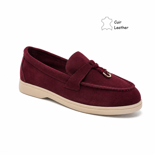 Червени мокасини от естествен велур- Klear Red 12206