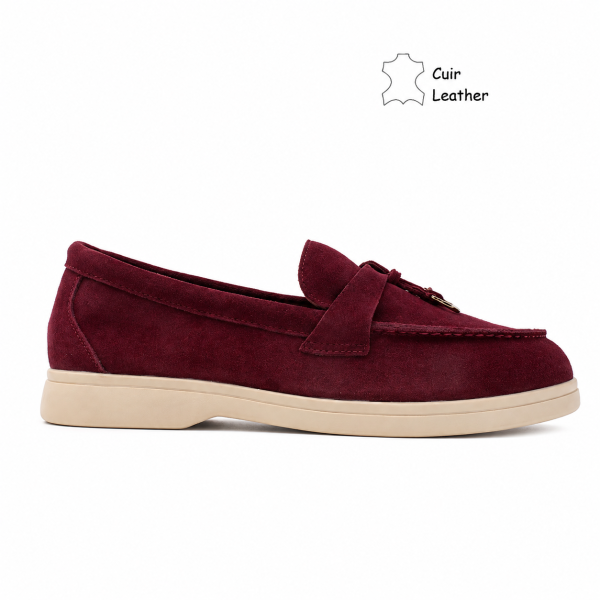 Червени мокасини от естествен велур- Klear Red 12206