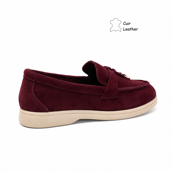 Червени мокасини от естествен велур- Klear Red 12206