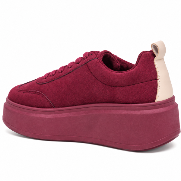 Дамски кецове на платформа цвят бордо -Wine Beni 12245