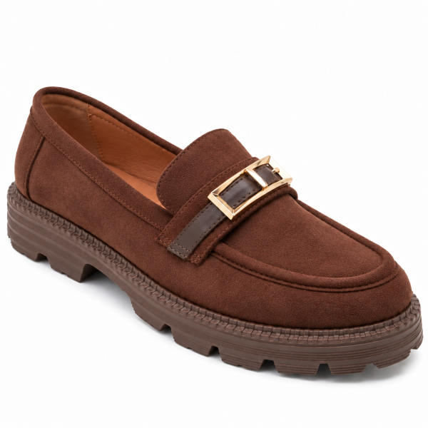 Кафяви велурени мокасини- Velena Brown 12252
