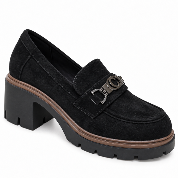 Черни обувки на ток и платформа- Siana Black 12258