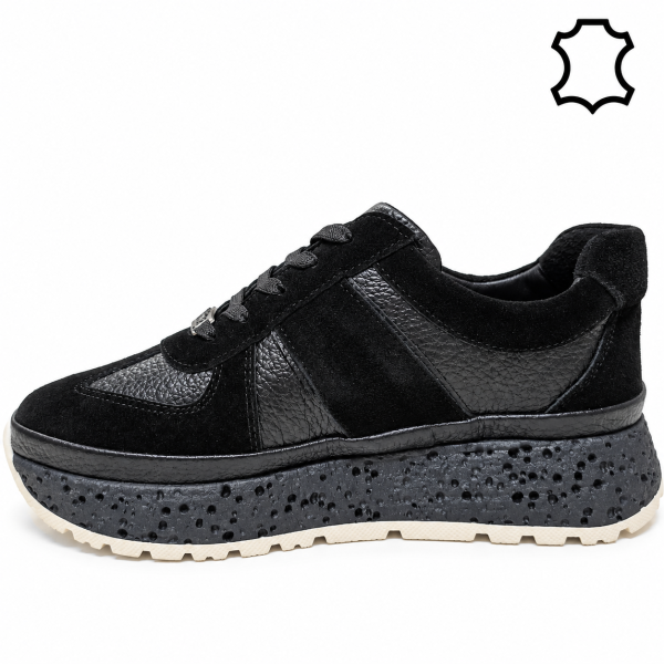 Спортни обувки от естествена кожа и велур- Nansi Black 12267