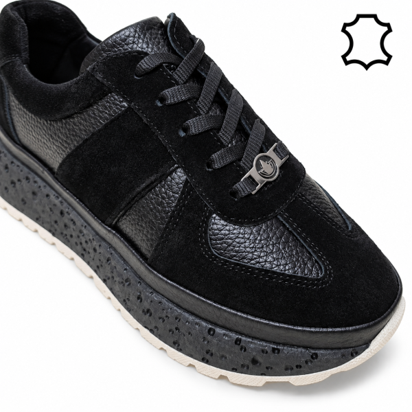 Спортни обувки от естествена кожа и велур- Nansi Black 12267