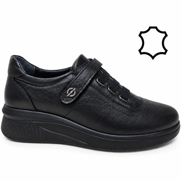 Черни обувки от естествена кожа на платформа- Vera Black 12277