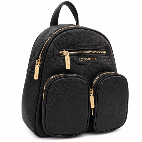 Черна дамска раница с джобове- Frea Black 12399