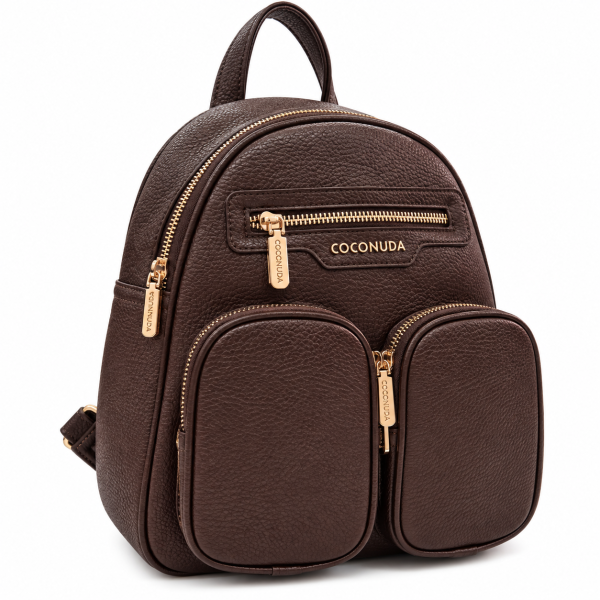 Кафява дамска раница с джобове- Frea Brown 12400