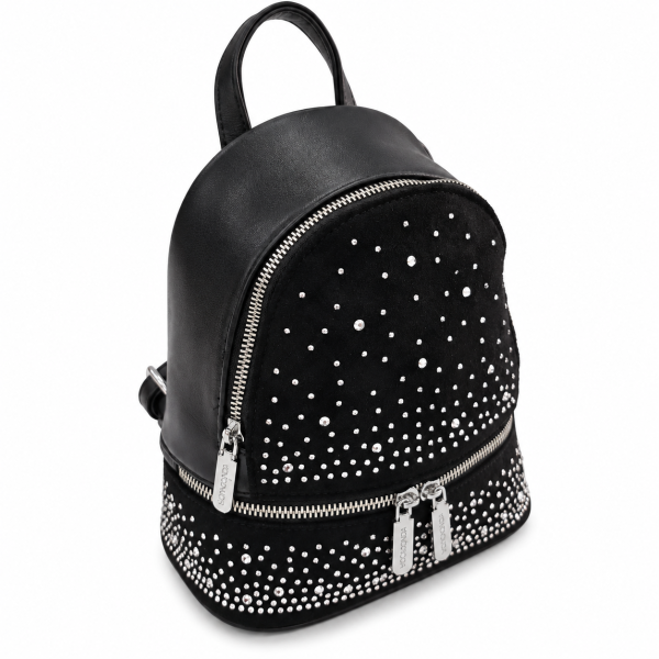 Черна дамска раница с кмъни- Coco Black 12415