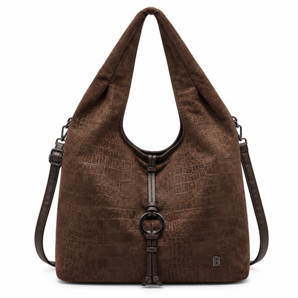 Кафява дамска чанта с дълга дръжка- Tea Brown 12472
