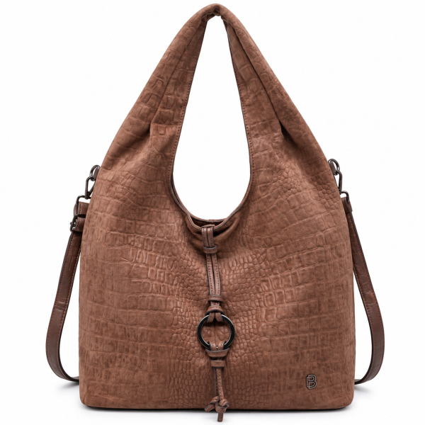 Дамска чанта с кроко принт цвят каки - Tea Khaki 12474