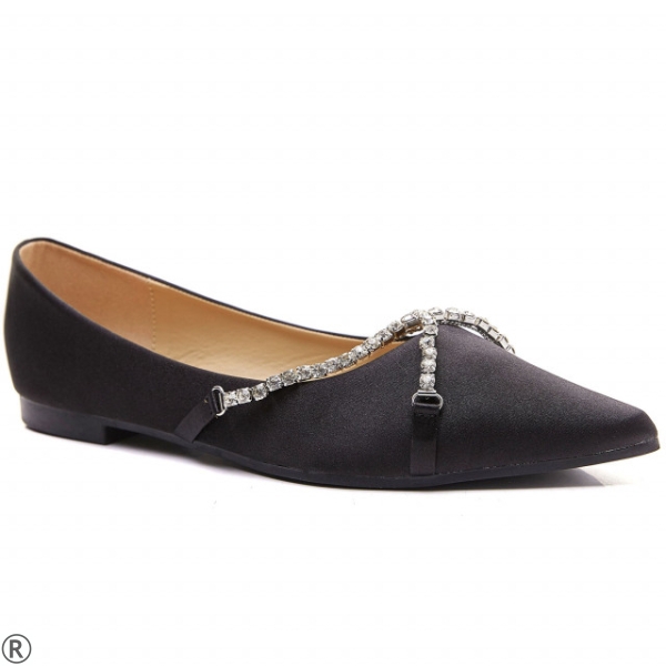 Дамски ежедневни обувки в черен сатен- Naya Black