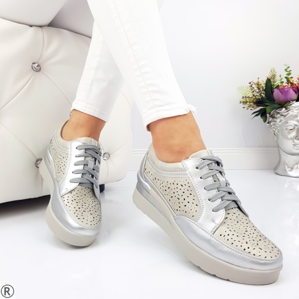 Дамски ежедневни обувки на платформа- Verra Silver
