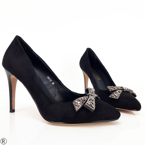 Дамски елегантни обувки на тънък ток- Liona Black