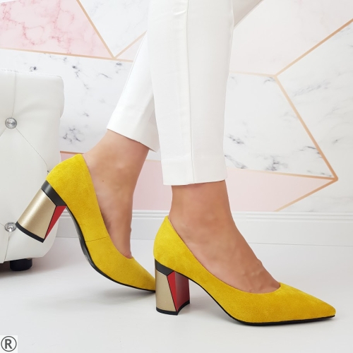 Дамски елегантни обувки цвят горчица- Rita