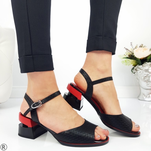 Дамски сандали в черен и червен цвят- Amanda Red
