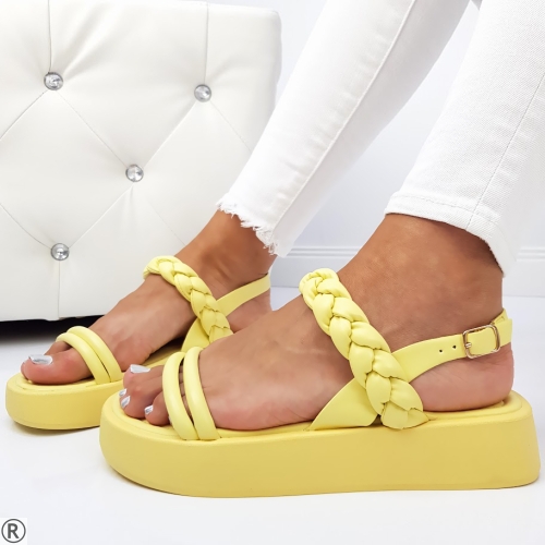 Дамски сандали на платформа в жълт цвят- Vivian Yellow