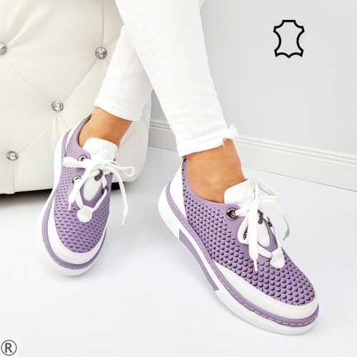 Лилави ежедневни обувки естествена кожа- Amaya Violet