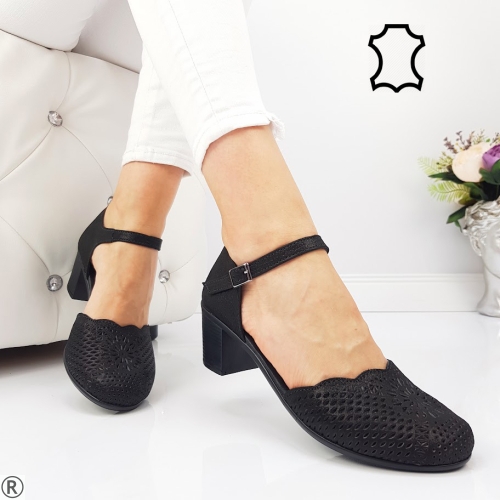 Дамски обувки от естествена кожа на ток- Agata