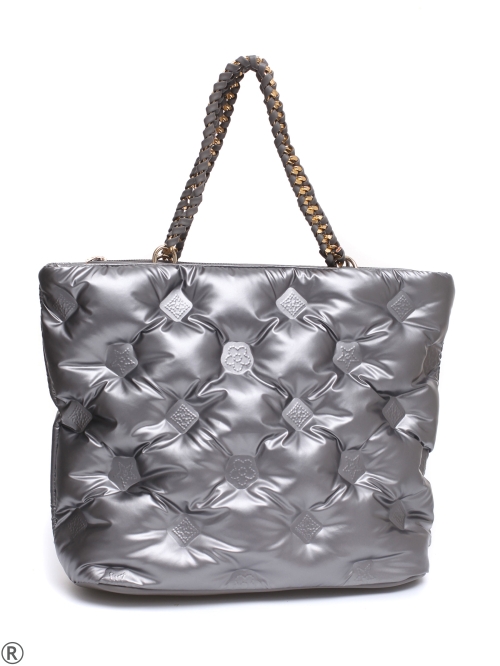 Голяма дамска чанта от ефектна шушлякова материя- Valerie Silver