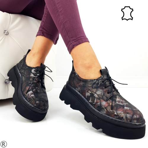 Обувки на платформа от естествена кожа- Grace 