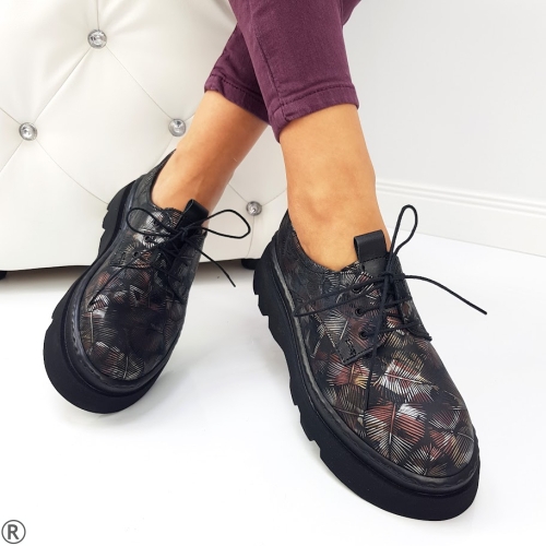 Обувки на платформа от естествена кожа- Grace 
