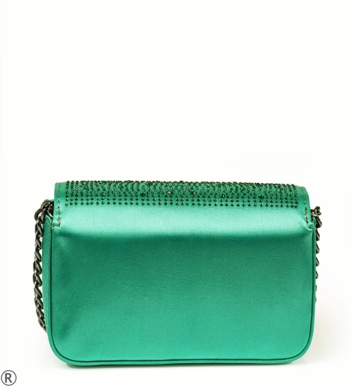Елегантна чанта в зелен цвят с камъни- Aurélie Green