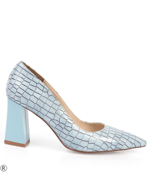 Дамски обувки на широк ток в син цвят- Laura Blue