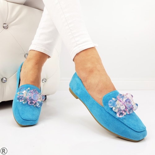 Ежедневни обувки в син цвят с камъни- Izabel Blue