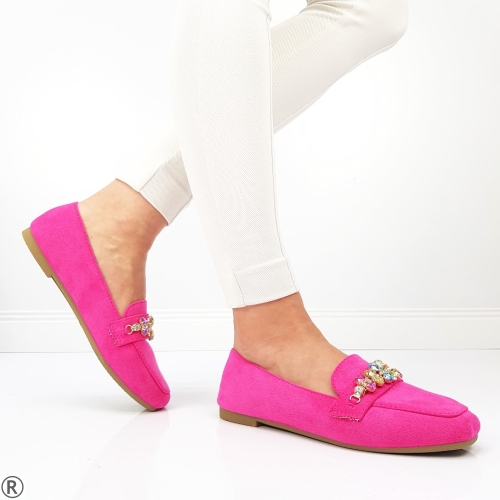 Дамски цикламени обувки с камъни- Fiorella Pink