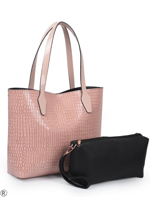 Дамска чанта тип торба в цвят сьомга- Riana
