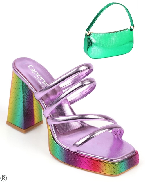 Многоцветни чехли на ток и платформа- Katalina