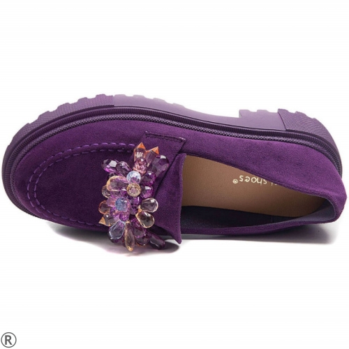 Тъмно лилави мокасини с камъни- Viviqn Purple