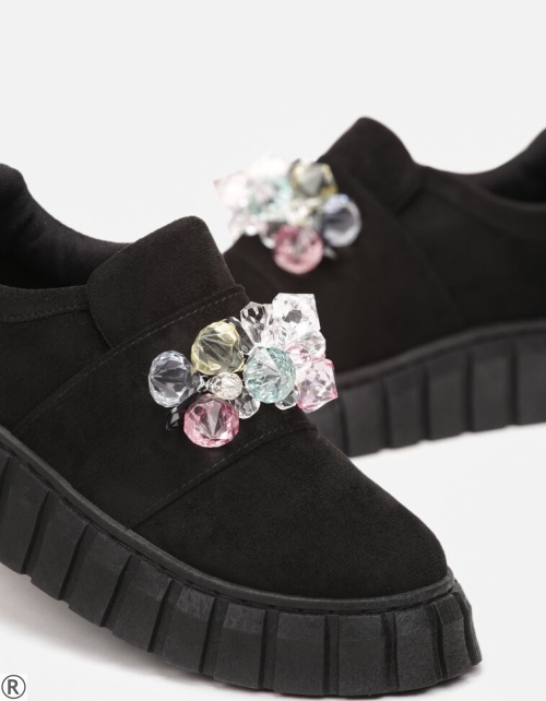 Дамски обувки в черен цвят с камъни- Sharon Black