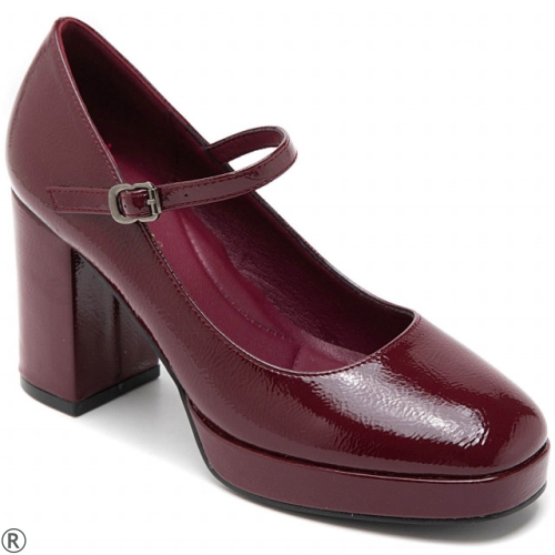 Елегантни обувки в цвят бордо на ток и платформа- Prey 