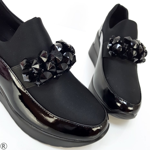 Дамски обувки на платформа с камъни- Valissa Black